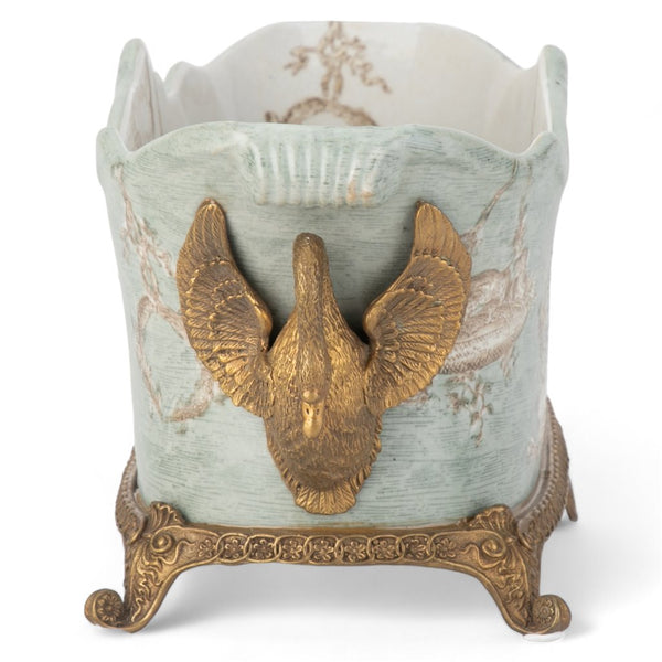 Bronze Ormolu Swan Handled Planter 13338