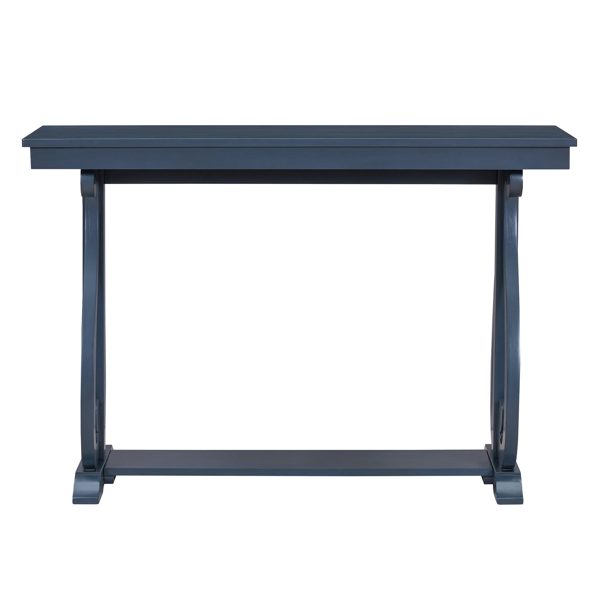 48-Inch Rustic Vintage Console Table --- Farmhouse Style Entryway Table with Open Shelf and Sturdy Construction (Navy)