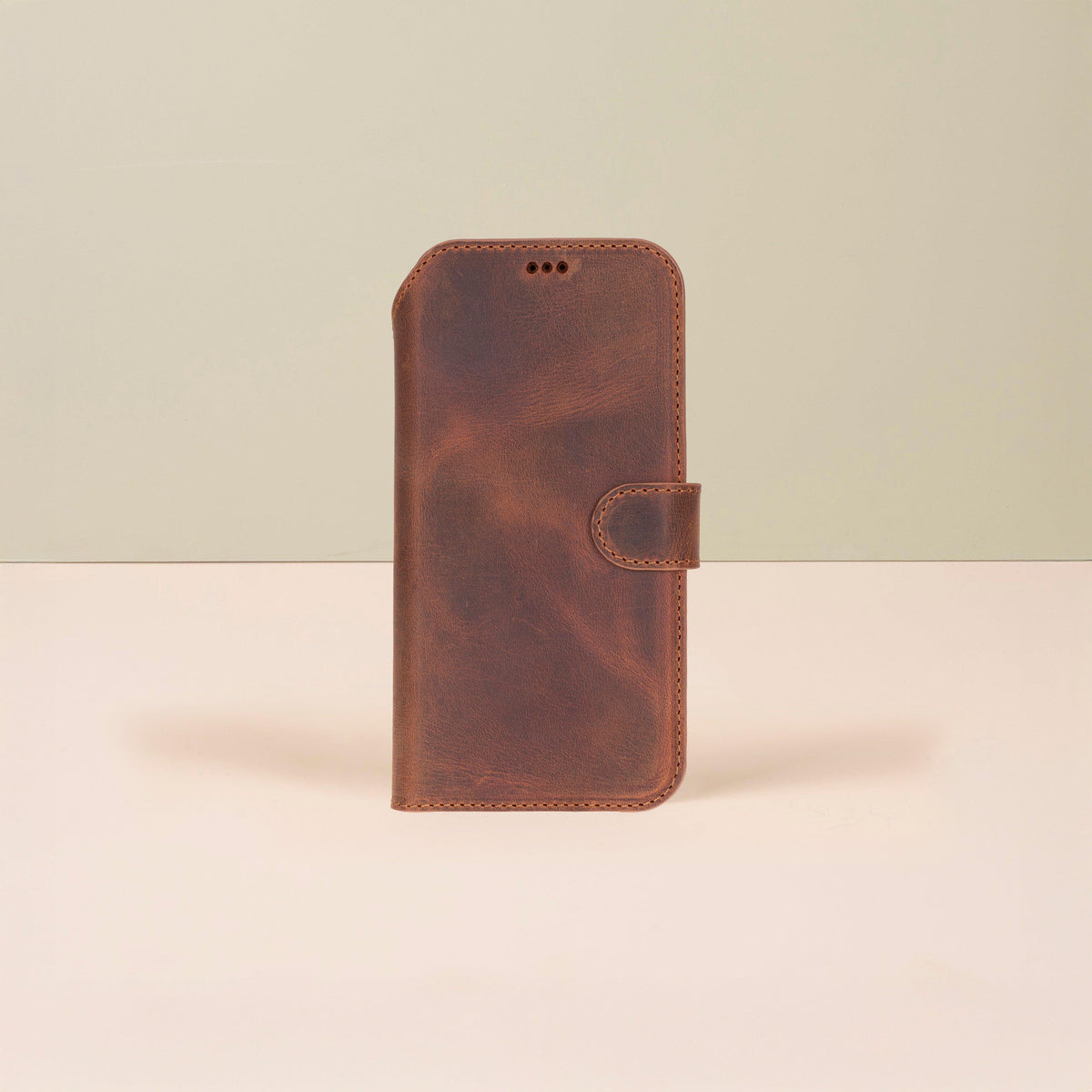 Leather iPhone 18 Pro Max Wallet Case – Brown - Austin