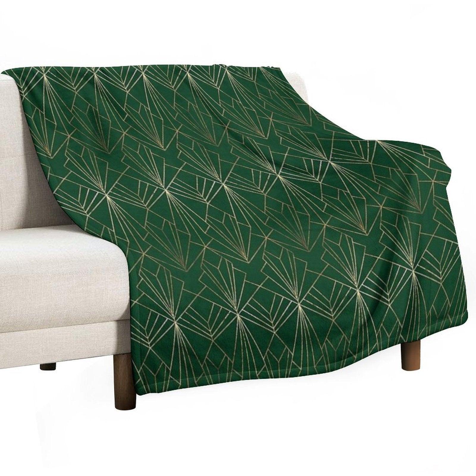 Art Deco in Emerald Green Throw Blanket