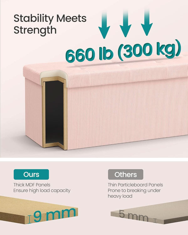 Jelly Pink Foldaway Underbed Storage Ottoman Bench