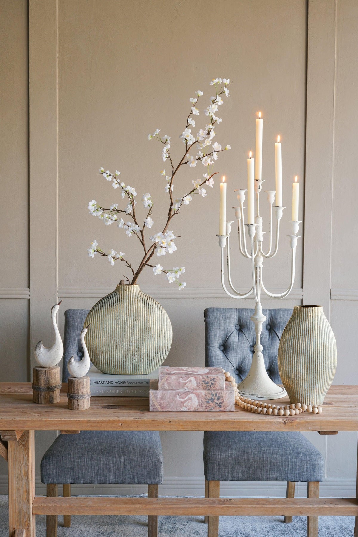 Modern Sculptural Floral Accent  Ceramic Vase