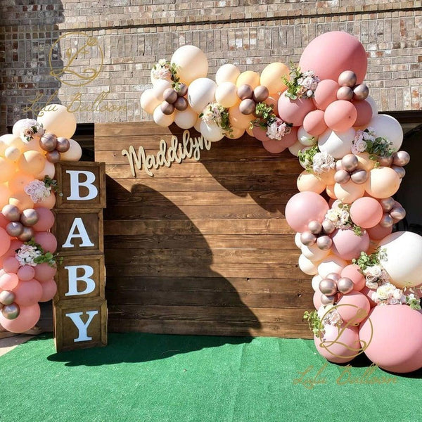 134 pcs Rosewood Beige And Chrome Gold Balloon Garland Kit For Girls Garden Tea Party Birthday Wedding Balloon Baby Shower Party Girl Birthday Decoration