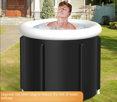 Black Ice Bath Bucket Large Household Foldable Bath Bucket PVC Padded SPA Bathtub