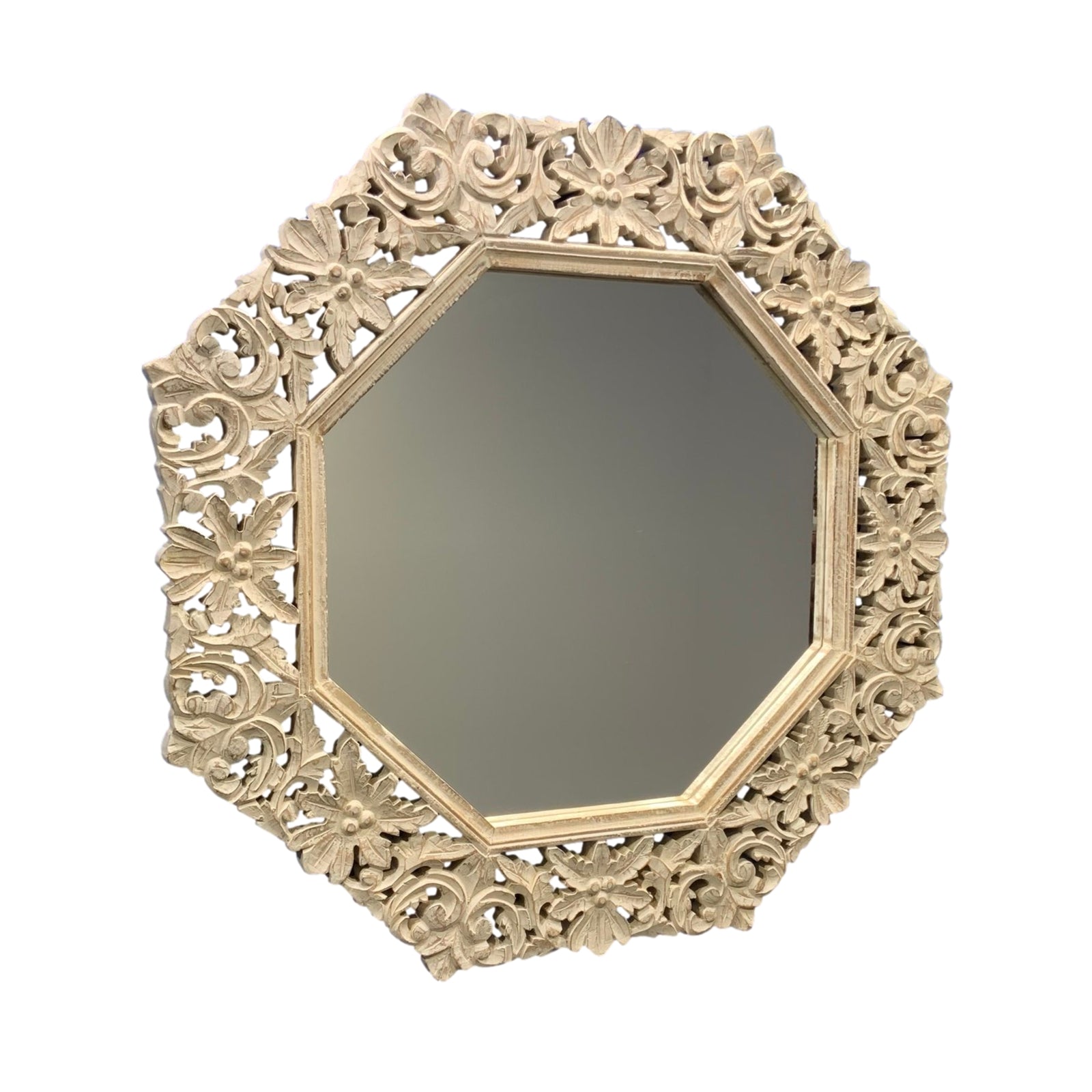 Octagon Wall Mirror - Whitewash