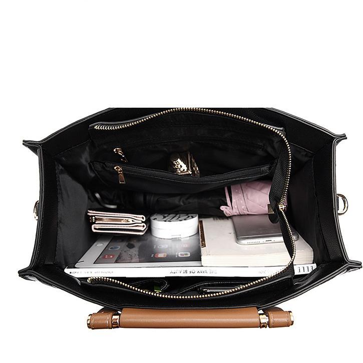 Women Handbag Large Capacity Letter Graphic Embossed Tote Bag Color Contrast Elegant Shoulder Bag Work Office Bag Women Wanita Store