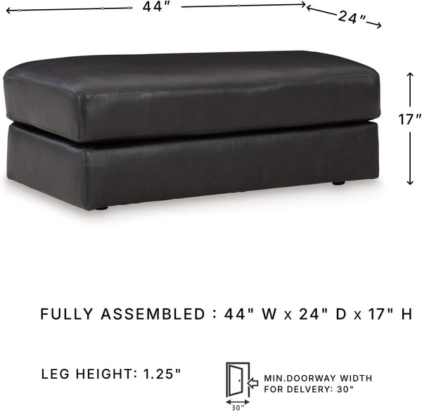 Contemporary Black Cushioned Rectangular Ottoman Finish
