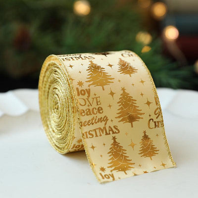 New Gold Onion Cloth Christmas Ribbon Gold Powder Decorative Bow Material Christmas Wire Edge Weaving Ribbon Decoration