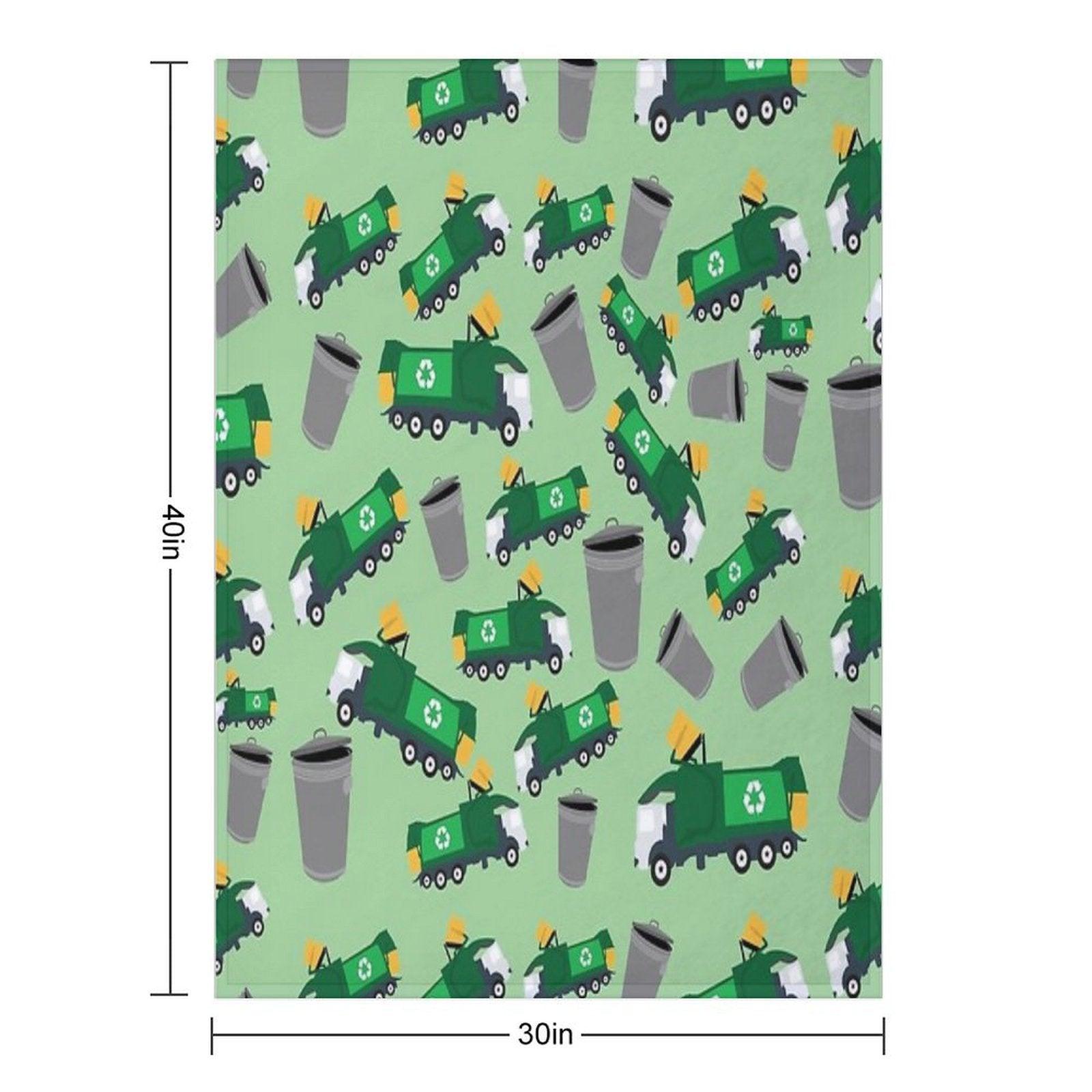 Recycling Garbage Truck Pattern Throw Blanket