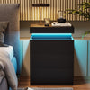 LED Black Nightstand Modern Multi-Colour LED Night Table Bedside Tables for Bedroom, Living Room - black
