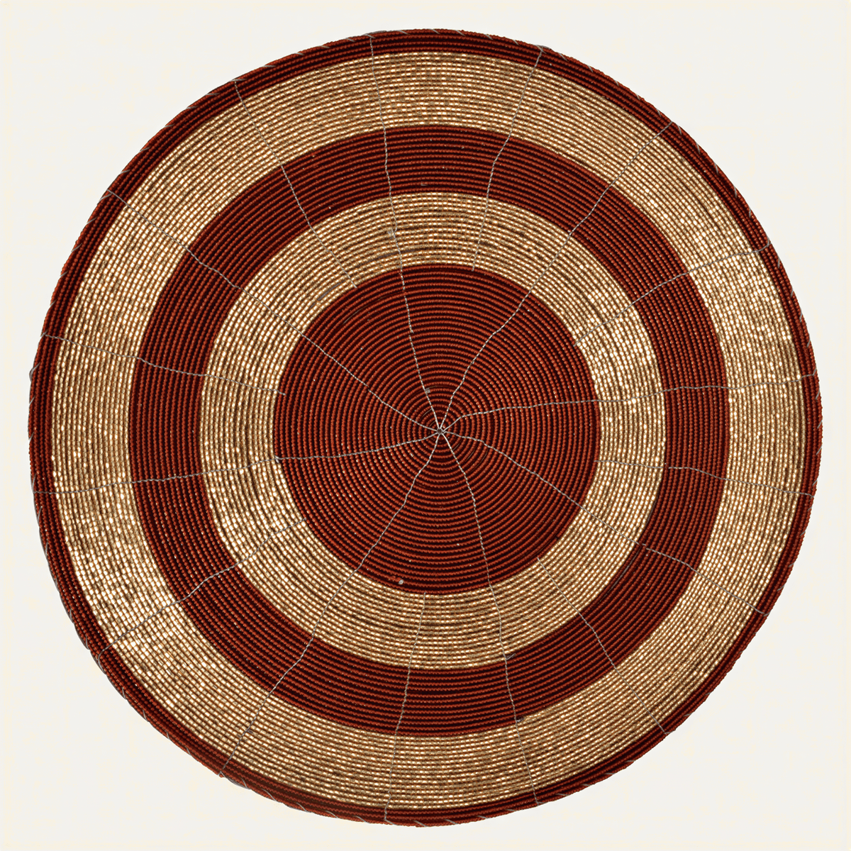 Beaded Placemats – Round Handmade Table Decor with Embroidered Beads, 14 Inch