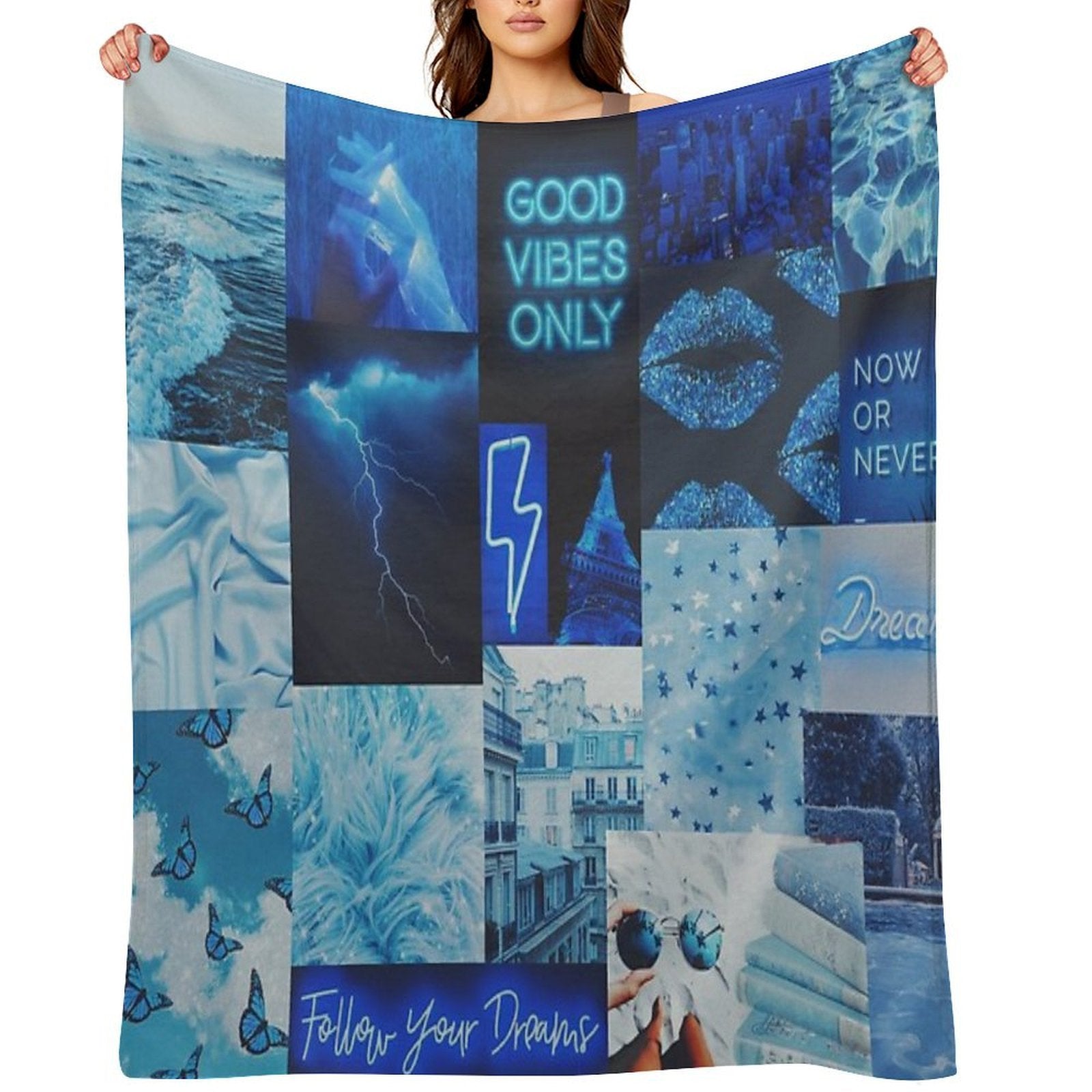 Aesthetic Blue Vibes Tapestry Durable Throw Blanket