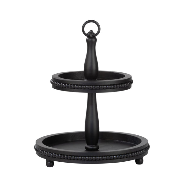 2 Tier Wooden Beaded Display Stand - Black & White