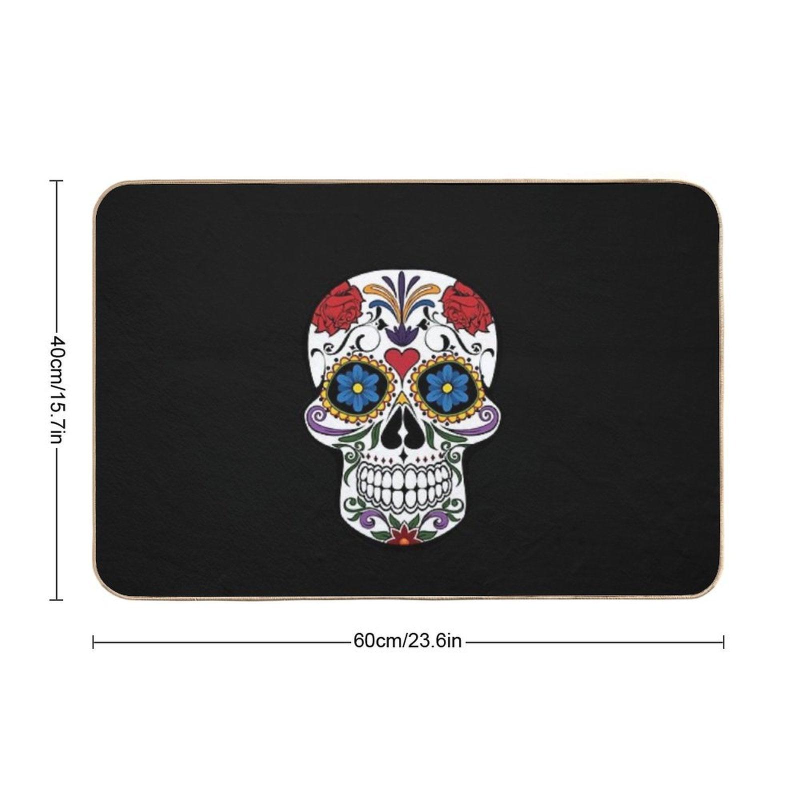 Halloween Skull Floral Rose Bath Mat