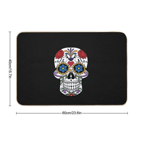 Halloween Skull Floral Rose Bath Mat