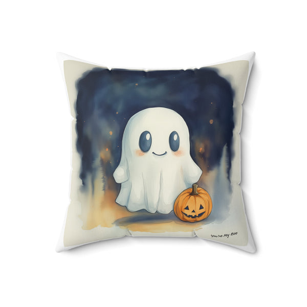 Microsuede Cushion / Halloween Art / Cute Watercolor Ghost / 