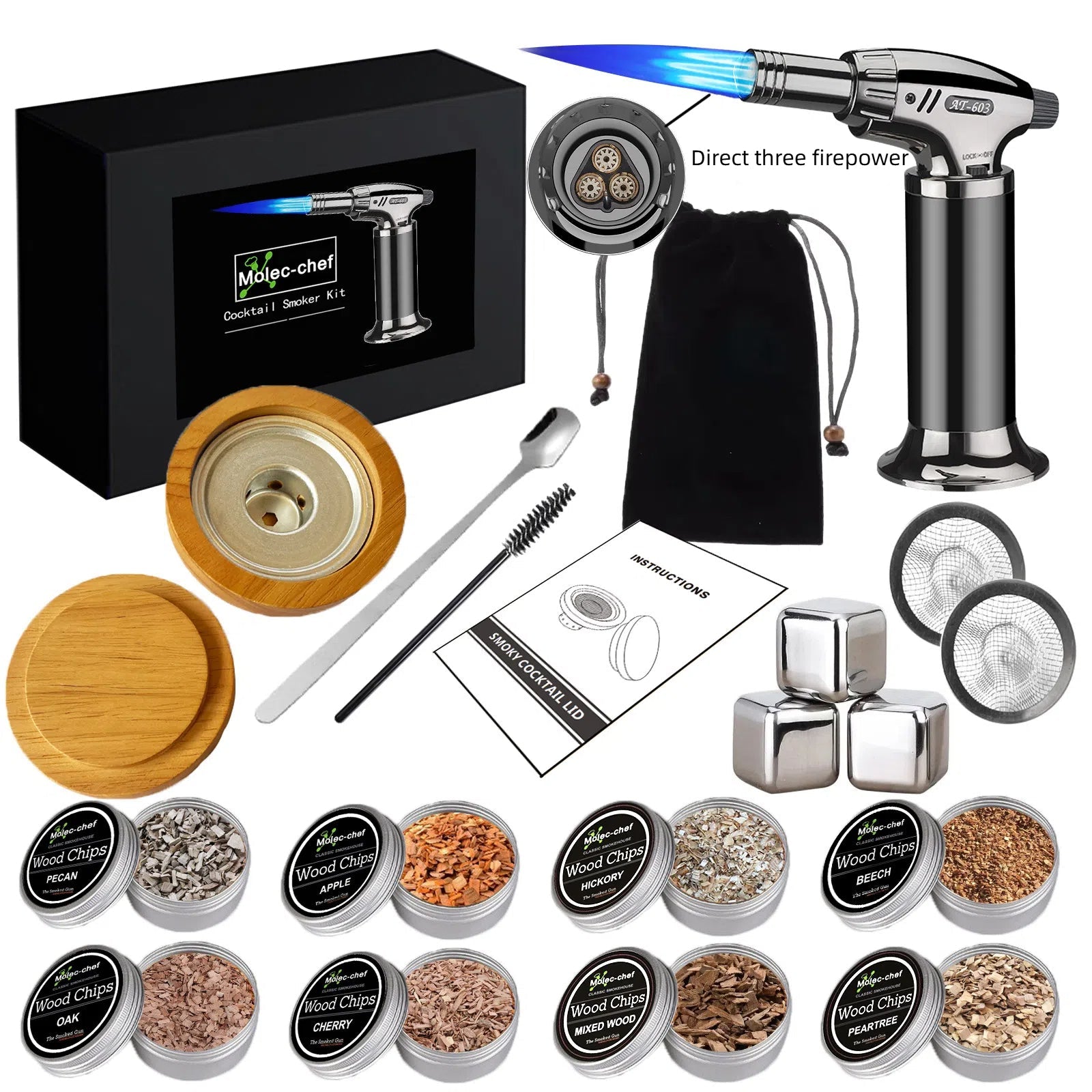 Molec chef Cocktail Smoker Oak Smoker Wooden Box Aroma Smoker