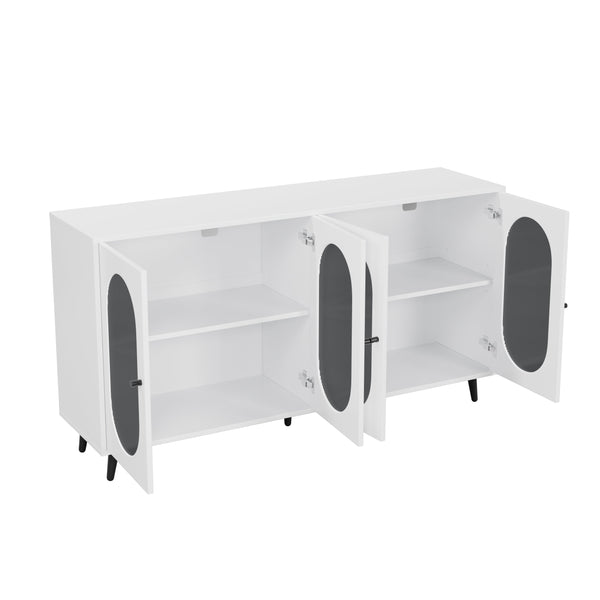 Modern Accent Sideboard Cabinet with Acrylic Doors, Freestanding Storage Cupboard Console Table for Kitchen Dining White