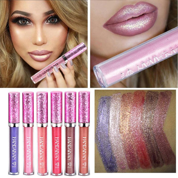 handaiyan Diamond Pearl Lip Gloss Non-Stick Cup Mermaid Lip Gloss Lipstick