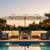 13FT Double-sided Patio Umbrella with Solar Lights for Garden Pool Backyard-Beige
