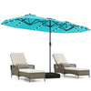 13FT Double-sided Patio Umbrella with Solar Lights for Garden Pool Backyard-Turquoise - Turquoise