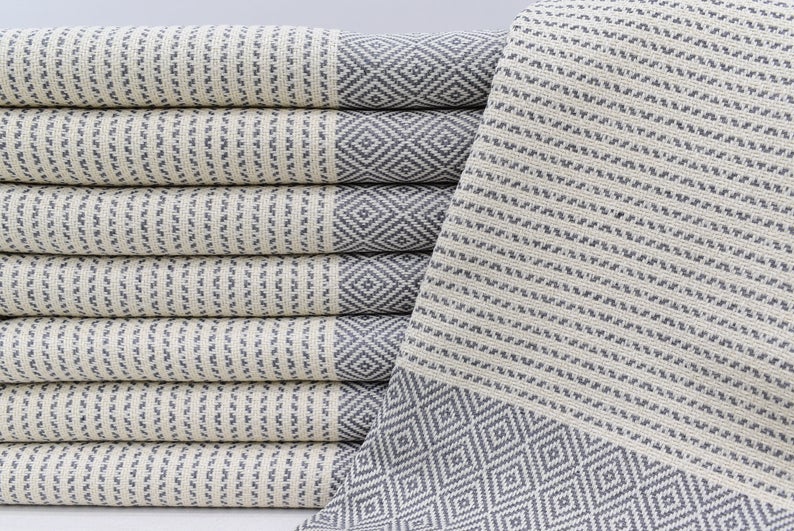 Dotty Diamond Grey Turkish Towel