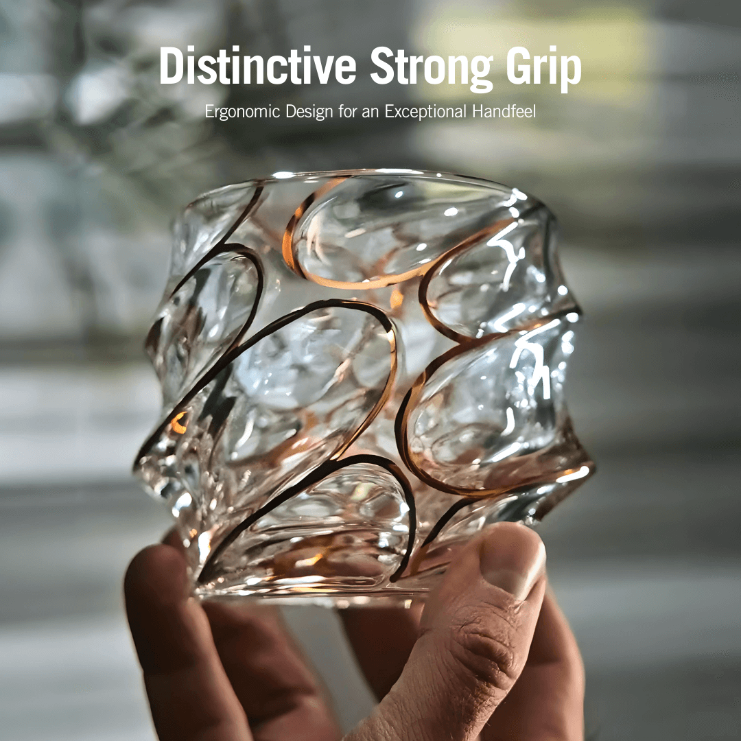 Gold Line Storm Japanese Crystal Whisky Glass TsukiGlass