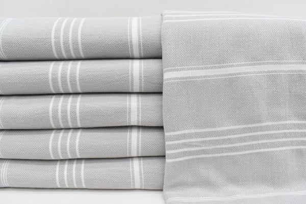 Light Grey Monaco Turkish Towel – Lightweight Quick Dry Beach & Bath Towel, Luxury Turkish Cotton Spa Towel, Travel & Pool Towel