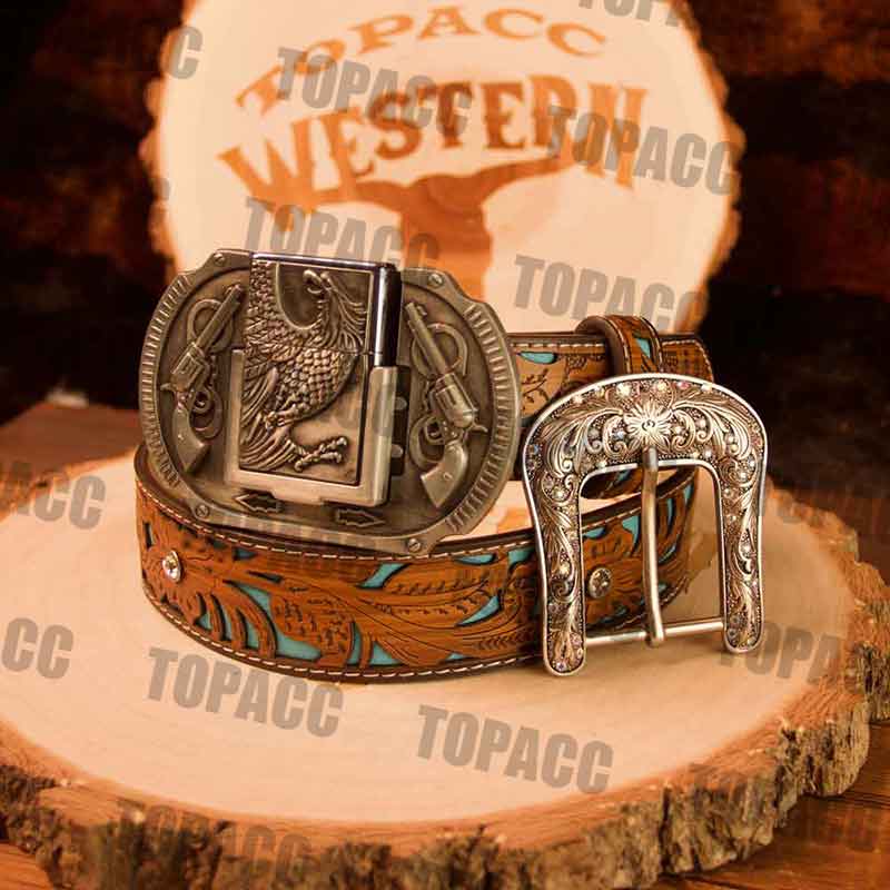 Turquoise Belt with Vintage Lighter Buckle