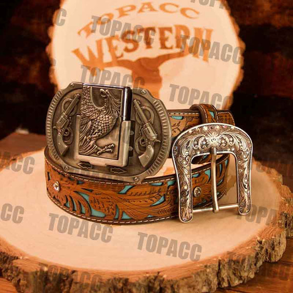Turquoise Belt with Vintage Lighter Buckle
