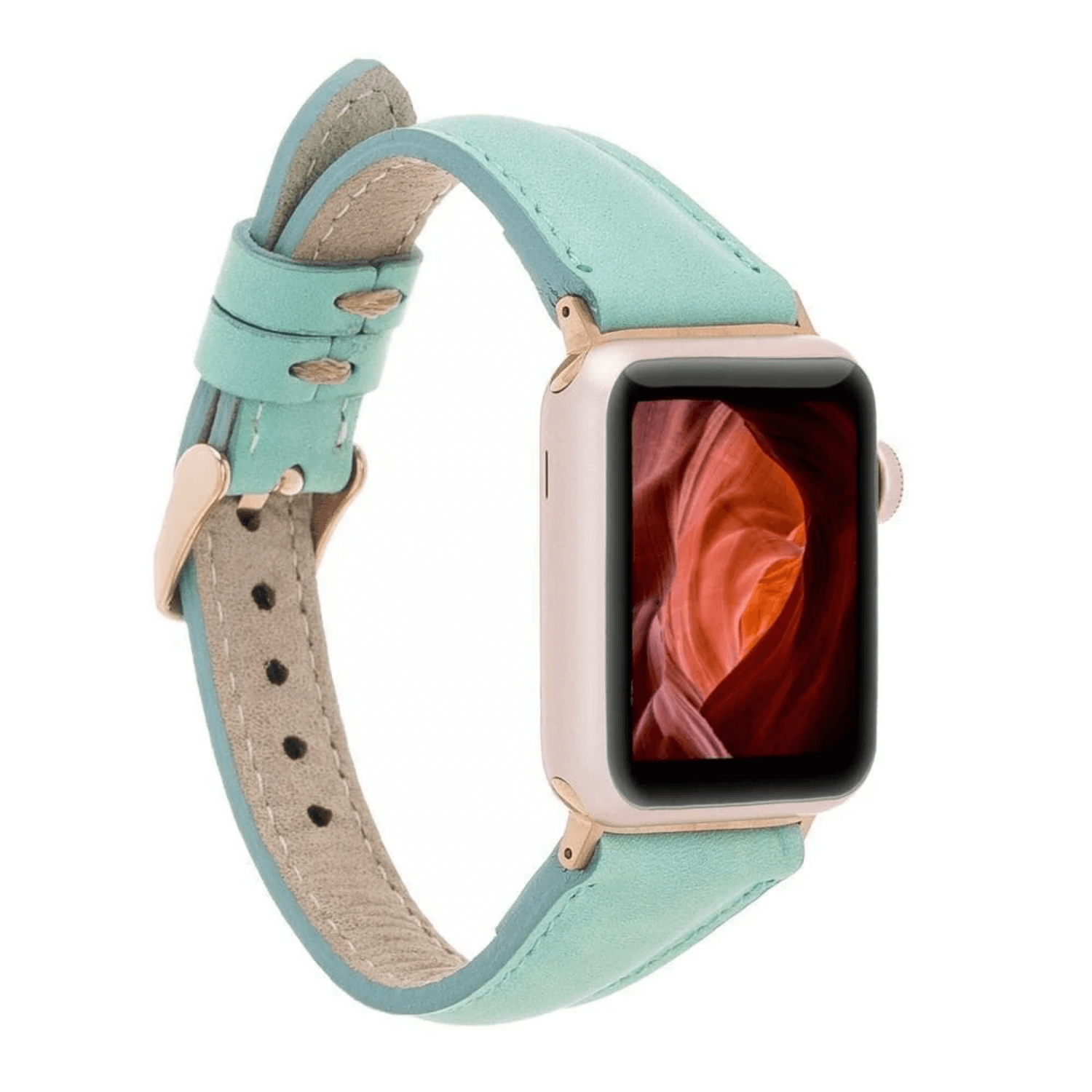 Classic Mint Green Leather Apple Watch Band - Dallas