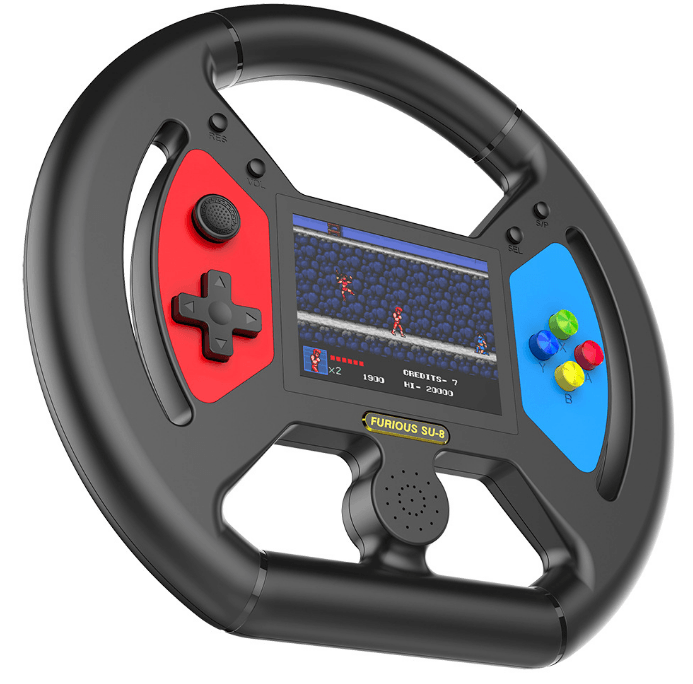 3.5-inch handheld game console with steering wheel design 999 Games Included