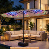 13 FT Double-Sided Patio Umbrella with Color-Changing Flowing Solar LED Lights-Brown