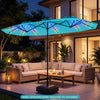13 FT Double-Sided Patio Umbrella with Color-Changing Flowing Solar LED Lights-Turquoise