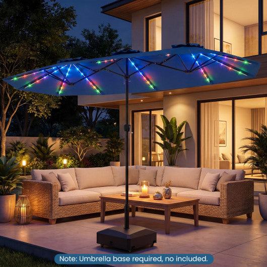13 FT Double-Sided Patio Umbrella with Color-Changing Flowing Solar LED Lights-Navy