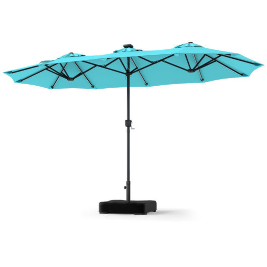 13 FT Double-Sided Patio Umbrella with 108 LED Lights and Base Included-Turquoise