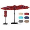 13 FT Double-Sided Patio Umbrella with 108 LED Lights and Base Included-Wine - Wine