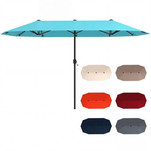 13 Feet Large Patio Umbrella Outdoor Double-Sided Table Market Umbrella with Crank Handle-Turquoise
