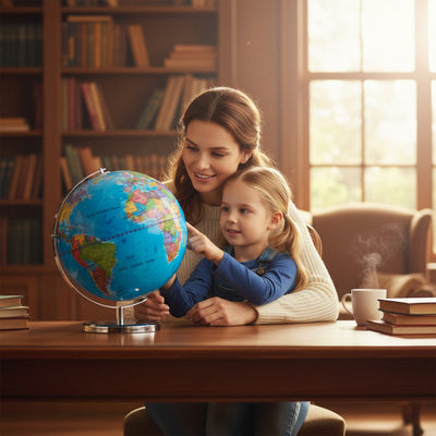 13 Inch Illuminated World Globe 720° Rotating Map with LED Light