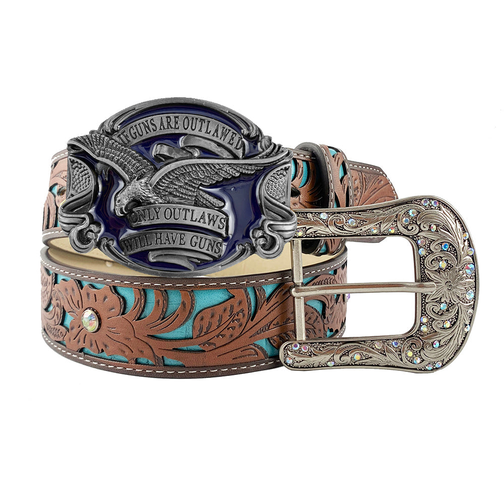 TOPACC Western Turquoise Belts - Eagle Belt Buckle
