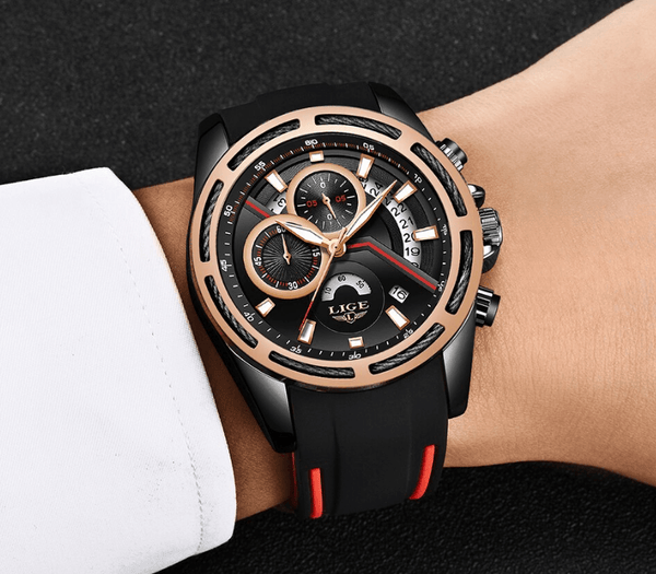 Men's Waterproof Modern Watch With Rubber Straps Multifunction Watches Unique Design Perfect Gift