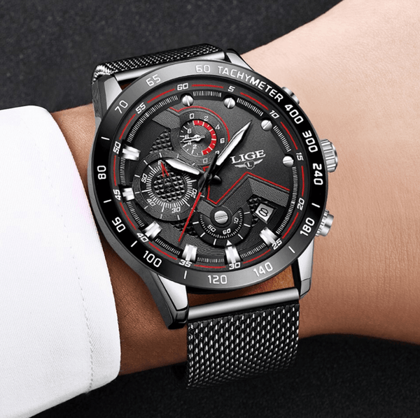 Men's Sports Waterproof Watch With  Stainless Steel Bracelet Unique Design Perfect Gift For Your Man