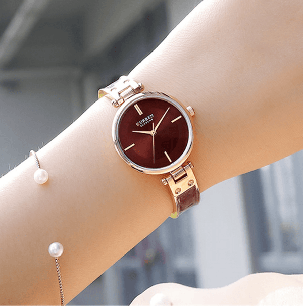 Womens Elegant Stainless Steel Watch With Ceramic Bracelet In Shimmering Marble Colors