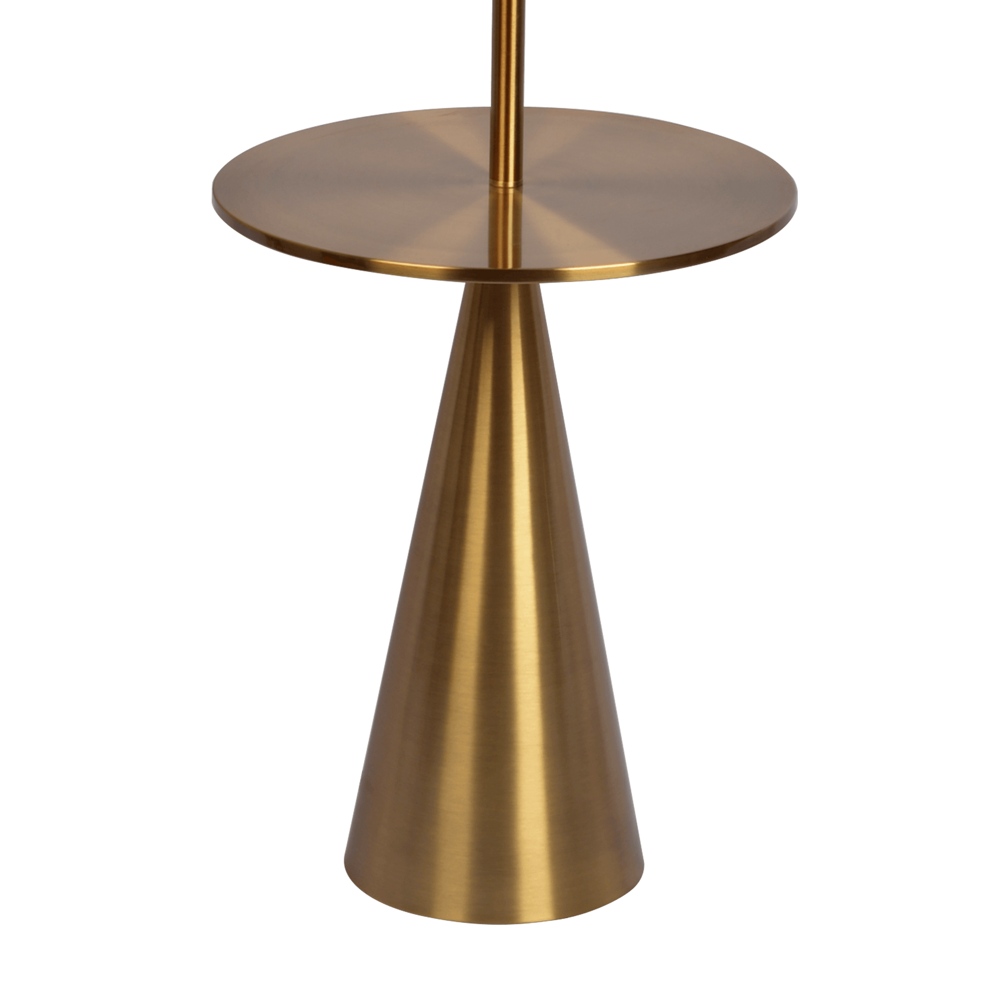 Celestial Modern Floor Lamp with Brass Accent Table and Large White Shade