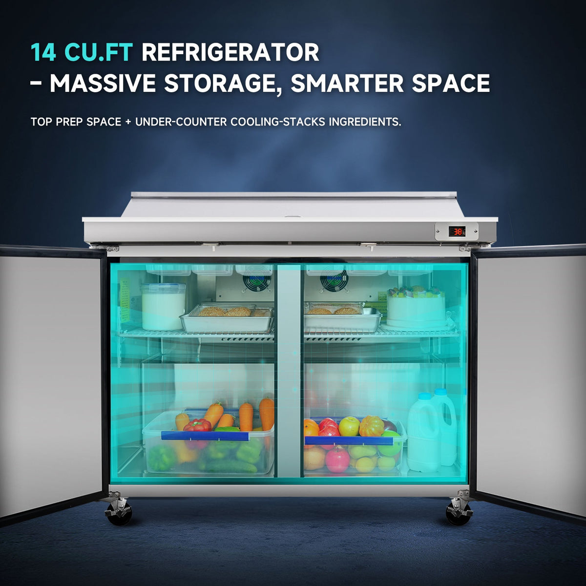 Orikool 48 IN Commercial Refrigerators Sandwich Prep Table