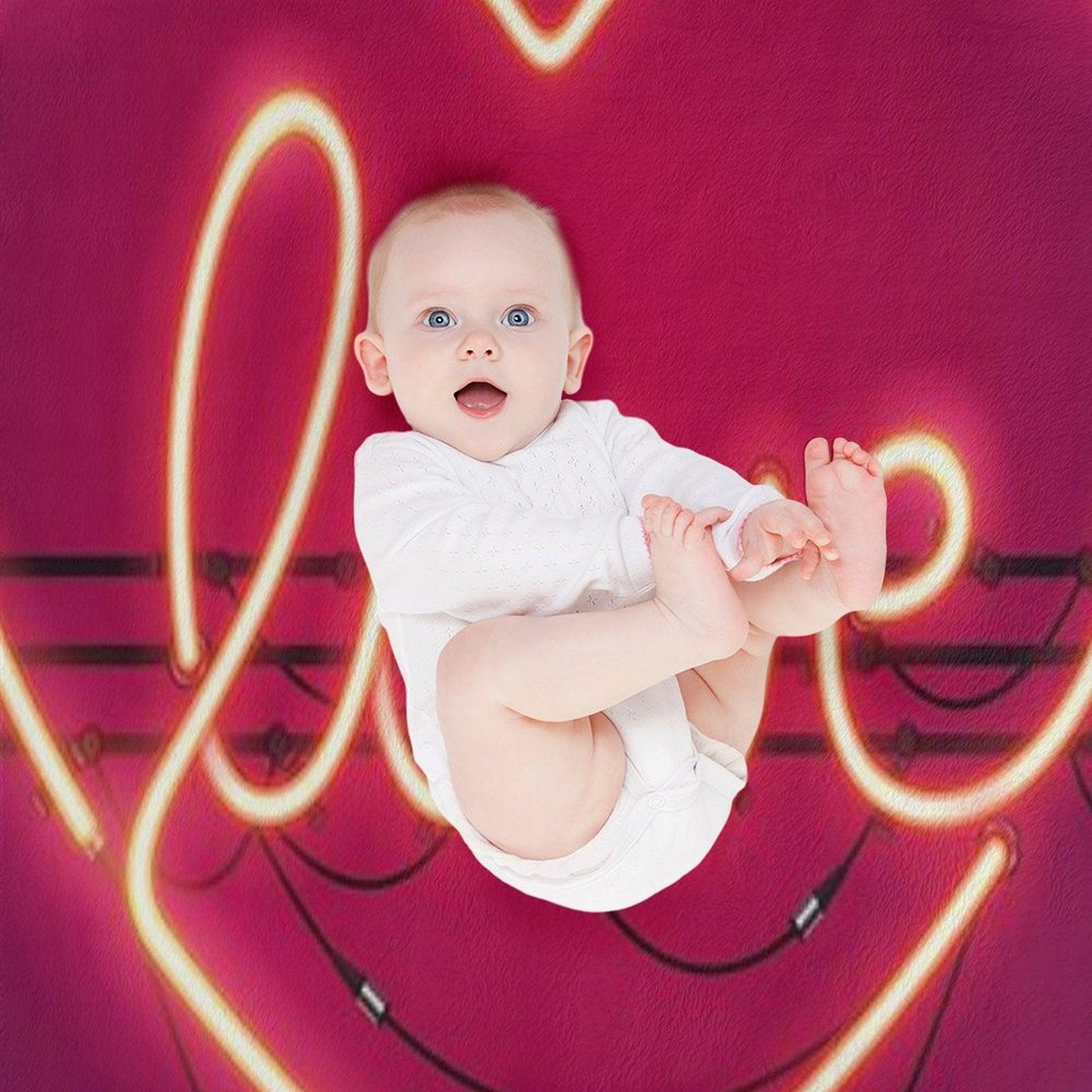 Love Heart Neon Sign Throw Blanket