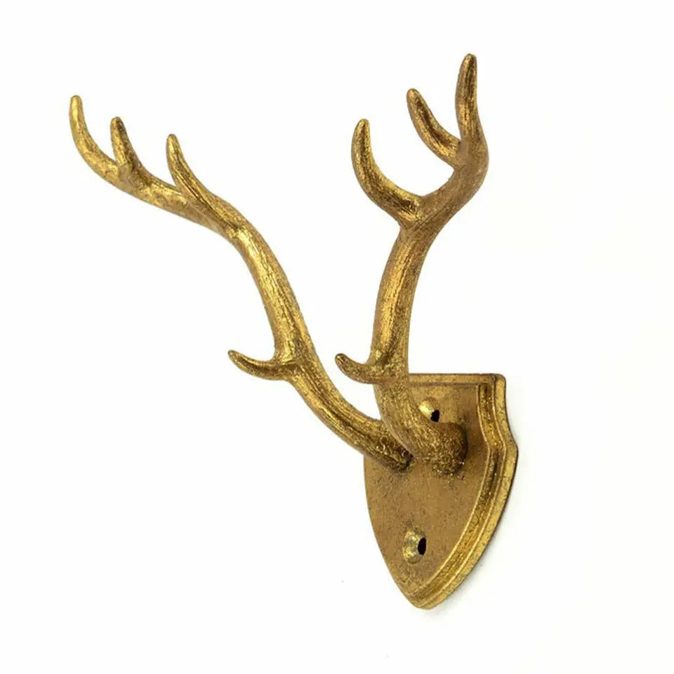 Cast Iron Gold Leaf Antler Hook VagabondVintage