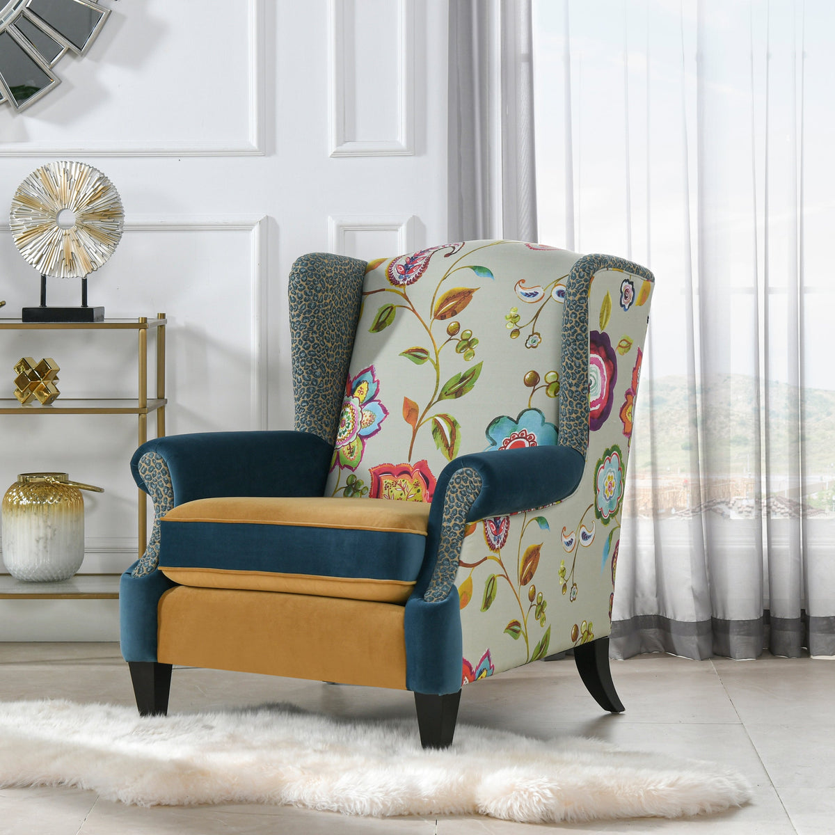 Anya Boho Chic Wingback Accent Arm Chair