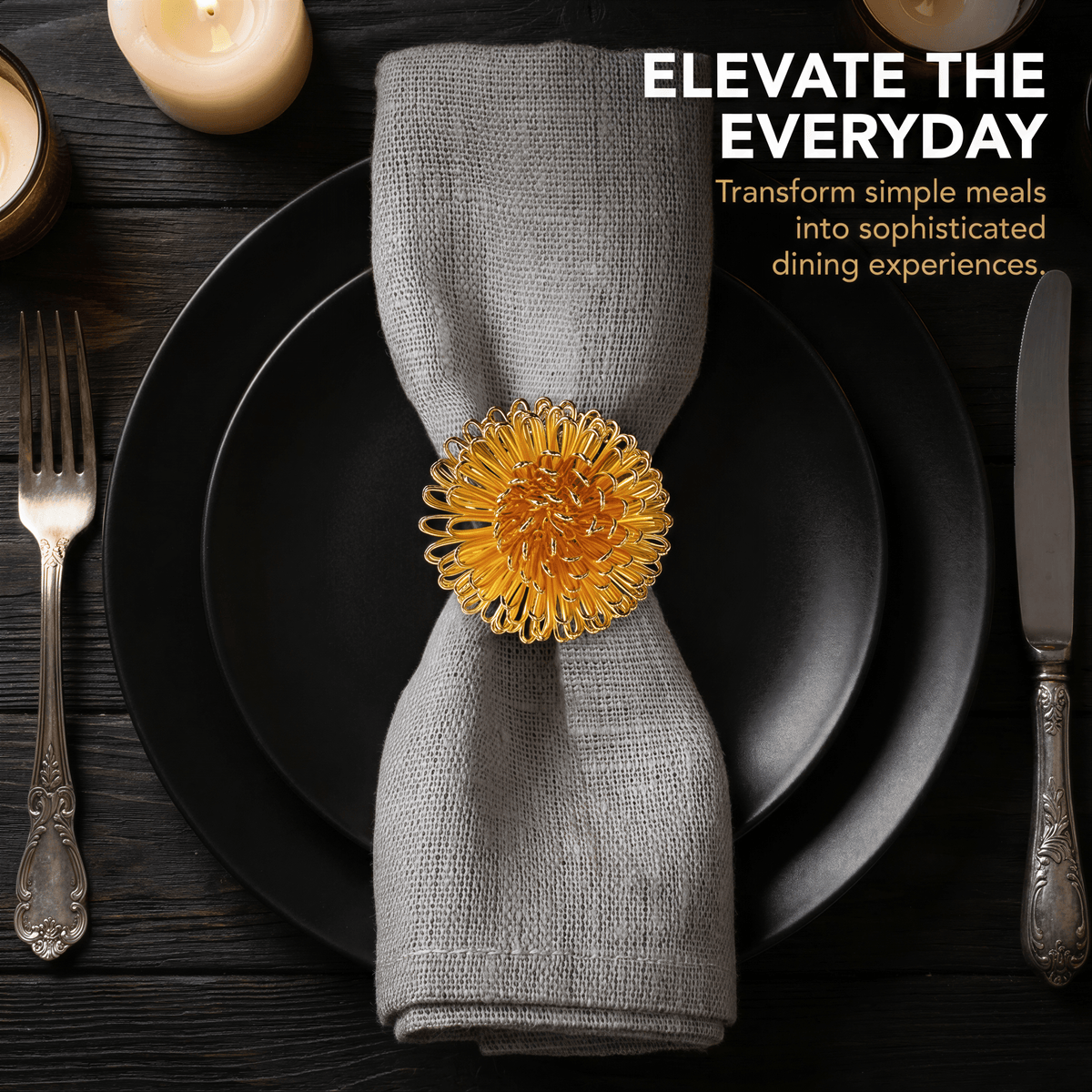 Gold Floral Napkin Rings – Floral Grace