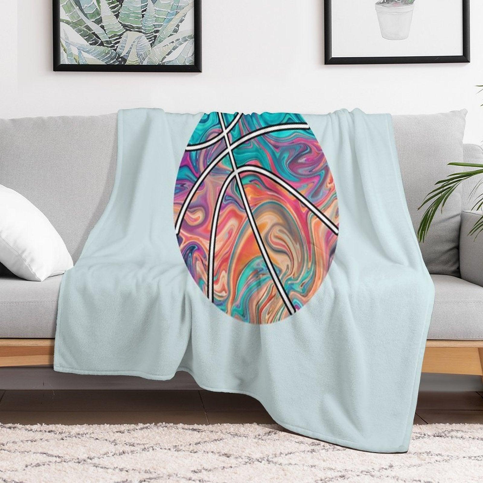 Basketball Ball Watercolors Throw Blanket